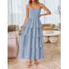 imageZESICA Womens Summer Boho Strapless Maxi Dress 2025 Casual Sleeveless Off Shoulder Smocked Tiered Beach Long SundressSky