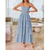 imageZESICA Womens Summer Boho Strapless Maxi Dress 2025 Casual Sleeveless Off Shoulder Smocked Tiered Beach Long SundressSky