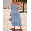 imageZESICA Womens Summer Boho Strapless Maxi Dress 2025 Casual Sleeveless Off Shoulder Smocked Tiered Beach Long SundressSky