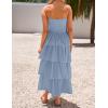 imageZESICA Womens Summer Boho Strapless Maxi Dress 2025 Casual Sleeveless Off Shoulder Smocked Tiered Beach Long SundressSky