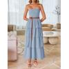 imageZESICA Womens Summer Boho Strapless Maxi Dress 2025 Casual Sleeveless Off Shoulder Smocked Tiered Beach Long SundressSky