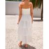 imageZESICA Womens Summer Boho Strapless Maxi Dress 2025 Casual Sleeveless Off Shoulder Smocked Tiered Beach Long SundressWhite