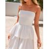 imageZESICA Womens Summer Boho Strapless Maxi Dress 2025 Casual Sleeveless Off Shoulder Smocked Tiered Beach Long SundressWhite