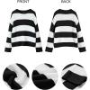 imageZESICA Womens Fall Long Sleeve Crew Neck Striped Color Block Comfy Loose Oversized Knitted Pullover SweaterBlackstriped