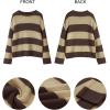 imageZESICA Womens Fall Long Sleeve Crew Neck Striped Color Block Comfy Loose Oversized Knitted Pullover SweaterBrown