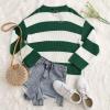 imageZESICA Womens Fall Long Sleeve Crew Neck Striped Color Block Comfy Loose Oversized Knitted Pullover SweaterForestgreen