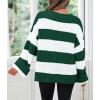 imageZESICA Womens Fall Long Sleeve Crew Neck Striped Color Block Comfy Loose Oversized Knitted Pullover SweaterForestgreen