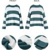 imageZESICA Womens Fall Long Sleeve Crew Neck Striped Color Block Comfy Loose Oversized Knitted Pullover SweaterGreygreen