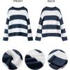 imageZESICA Womens Fall Long Sleeve Crew Neck Striped Color Block Comfy Loose Oversized Knitted Pullover SweaterNavy