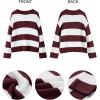 imageZESICA Womens Fall Long Sleeve Crew Neck Striped Color Block Comfy Loose Oversized Knitted Pullover SweaterWine