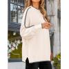 imageZESICA Womens Striped Sweaters Casual Long Sleeve Mock Neck Contrast Color Comfy Loose Knit Pullover TopsApricot
