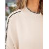 imageZESICA Womens Striped Sweaters Casual Long Sleeve Mock Neck Contrast Color Comfy Loose Knit Pullover TopsApricot