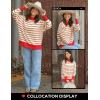 imageZESICA Womens Striped Sweaters Casual Long Sleeve Mock Neck Contrast Color Comfy Loose Knit Pullover TopsBrown