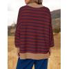 imageZESICA Womens Striped Sweaters Casual Long Sleeve Mock Neck Contrast Color Comfy Loose Knit Pullover TopsWine