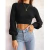 imageZESICA Womens Fall Mock Neck Cropped Sweater Long Sleeve Soft Ribbed Knit Pullover Jumper TopsBlack