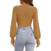 imageZESICA Womens Fall Mock Neck Cropped Sweater Long Sleeve Soft Ribbed Knit Pullover Jumper TopsCamel