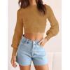 imageZESICA Womens Fall Mock Neck Cropped Sweater Long Sleeve Soft Ribbed Knit Pullover Jumper TopsCamel