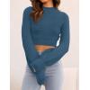imageZESICA Womens Fall Mock Neck Cropped Sweater Long Sleeve Soft Ribbed Knit Pullover Jumper TopsDarkblue