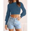 imageZESICA Womens Fall Mock Neck Cropped Sweater Long Sleeve Soft Ribbed Knit Pullover Jumper TopsDarkblue