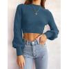 imageZESICA Womens Fall Mock Neck Cropped Sweater Long Sleeve Soft Ribbed Knit Pullover Jumper TopsDarkblue