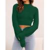 imageZESICA Womens Fall Mock Neck Cropped Sweater Long Sleeve Soft Ribbed Knit Pullover Jumper TopsDarkgreen