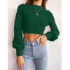 imageZESICA Womens Fall Mock Neck Cropped Sweater Long Sleeve Soft Ribbed Knit Pullover Jumper TopsDarkgreen