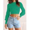 imageZESICA Womens Fall Mock Neck Cropped Sweater Long Sleeve Soft Ribbed Knit Pullover Jumper TopsGreen