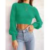 imageZESICA Womens Fall Mock Neck Cropped Sweater Long Sleeve Soft Ribbed Knit Pullover Jumper TopsGreen