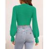imageZESICA Womens Fall Mock Neck Cropped Sweater Long Sleeve Soft Ribbed Knit Pullover Jumper TopsGreen