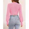 imageZESICA Womens Fall Mock Neck Cropped Sweater Long Sleeve Soft Ribbed Knit Pullover Jumper TopsHotpink