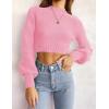 imageZESICA Womens Fall Mock Neck Cropped Sweater Long Sleeve Soft Ribbed Knit Pullover Jumper TopsHotpink