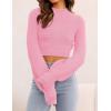 imageZESICA Womens Fall Mock Neck Cropped Sweater Long Sleeve Soft Ribbed Knit Pullover Jumper TopsHotpink