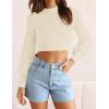 imageZESICA Womens Fall Mock Neck Cropped Sweater Long Sleeve Soft Ribbed Knit Pullover Jumper TopsIvory