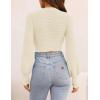 imageZESICA Womens Fall Mock Neck Cropped Sweater Long Sleeve Soft Ribbed Knit Pullover Jumper TopsIvory