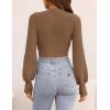 imageZESICA Womens Fall Mock Neck Cropped Sweater Long Sleeve Soft Ribbed Knit Pullover Jumper TopsKhaki