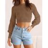 imageZESICA Womens Fall Mock Neck Cropped Sweater Long Sleeve Soft Ribbed Knit Pullover Jumper TopsKhaki