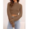 imageZESICA Womens Fall Mock Neck Cropped Sweater Long Sleeve Soft Ribbed Knit Pullover Jumper TopsKhaki