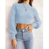 imageZESICA Womens Fall Mock Neck Cropped Sweater Long Sleeve Soft Ribbed Knit Pullover Jumper TopsLightblue