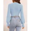 imageZESICA Womens Fall Mock Neck Cropped Sweater Long Sleeve Soft Ribbed Knit Pullover Jumper TopsLightblue
