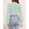 imageZESICA Womens Fall Mock Neck Cropped Sweater Long Sleeve Soft Ribbed Knit Pullover Jumper TopsLightgreen