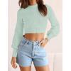 imageZESICA Womens Fall Mock Neck Cropped Sweater Long Sleeve Soft Ribbed Knit Pullover Jumper TopsLightgreen