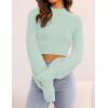 imageZESICA Womens Fall Mock Neck Cropped Sweater Long Sleeve Soft Ribbed Knit Pullover Jumper TopsLightgreen
