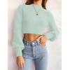 imageZESICA Womens Fall Mock Neck Cropped Sweater Long Sleeve Soft Ribbed Knit Pullover Jumper TopsLightgreen