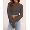 imageZESICA Womens Fall Mock Neck Cropped Sweater Long Sleeve Soft Ribbed Knit Pullover Jumper TopsNutmeg