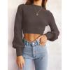 imageZESICA Womens Fall Mock Neck Cropped Sweater Long Sleeve Soft Ribbed Knit Pullover Jumper TopsNutmeg