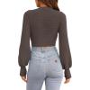 imageZESICA Womens Fall Mock Neck Cropped Sweater Long Sleeve Soft Ribbed Knit Pullover Jumper TopsNutmeg