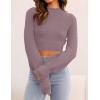 imageZESICA Womens Fall Mock Neck Cropped Sweater Long Sleeve Soft Ribbed Knit Pullover Jumper TopsPurple