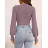 imageZESICA Womens Fall Mock Neck Cropped Sweater Long Sleeve Soft Ribbed Knit Pullover Jumper TopsPurple