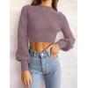 imageZESICA Womens Fall Mock Neck Cropped Sweater Long Sleeve Soft Ribbed Knit Pullover Jumper TopsPurple