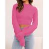 imageZESICA Womens Fall Mock Neck Cropped Sweater Long Sleeve Soft Ribbed Knit Pullover Jumper TopsRose